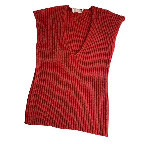 Vintage French Connection Red Wool Blend Sweater Vest Tunic Small - Picture 1 of 7